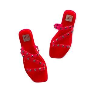 DV by Dolce Vita Hot Pink Shelly Studded Jelly Slip On Open Toe Sandals Size 6